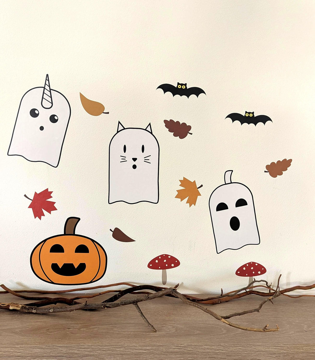 Mini Halloween autumn wall decal set on a wall