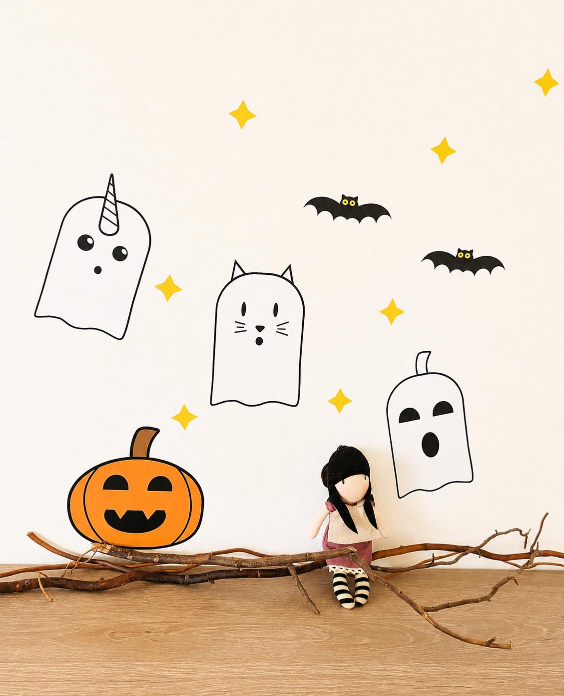 Ghost and crescent moon decal detail